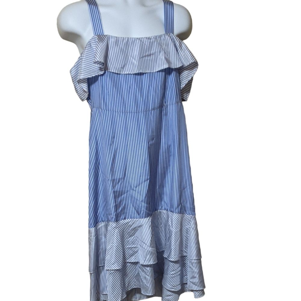 J. Crew Blue and White Striped Midi Dress